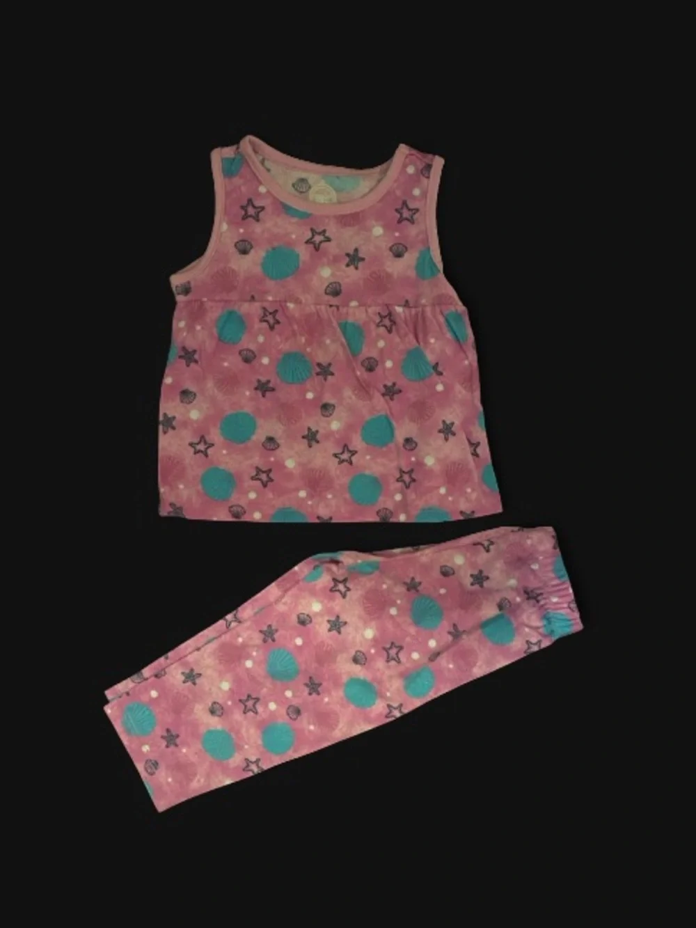wonder nation Pink Sleeveless Pajama Set with Teal Dot Print
